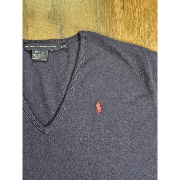 Ralph Lauren Sport Men's Cotton Sweater Size XL Vintage Preppy V-Neck - Picture 2 of 7